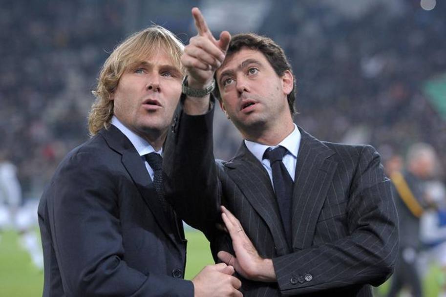Il presidente della Juventus Andrea Agnelli e Pavel Nedved.